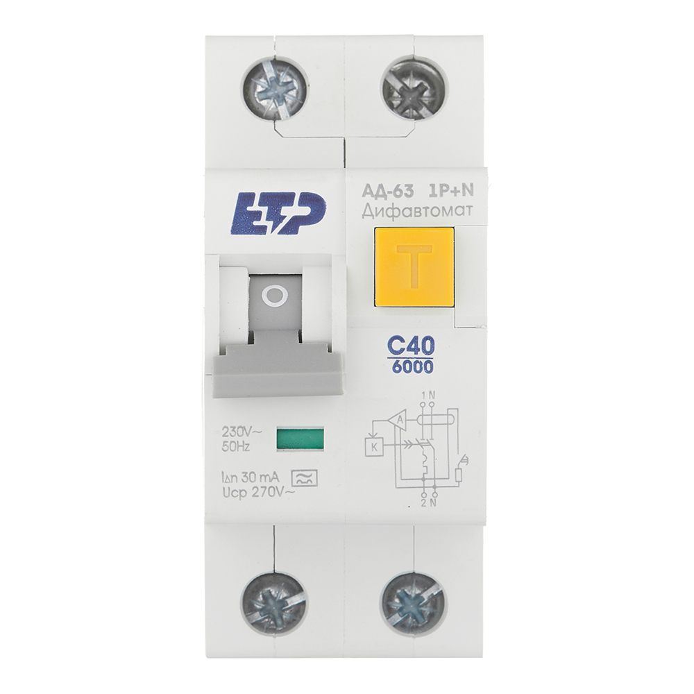 original-3102.jpg Автомат дифференциальный ETP АД-63 40А 1P+N тип A 30 мА 6 кА компактный (19057) — изображение 1