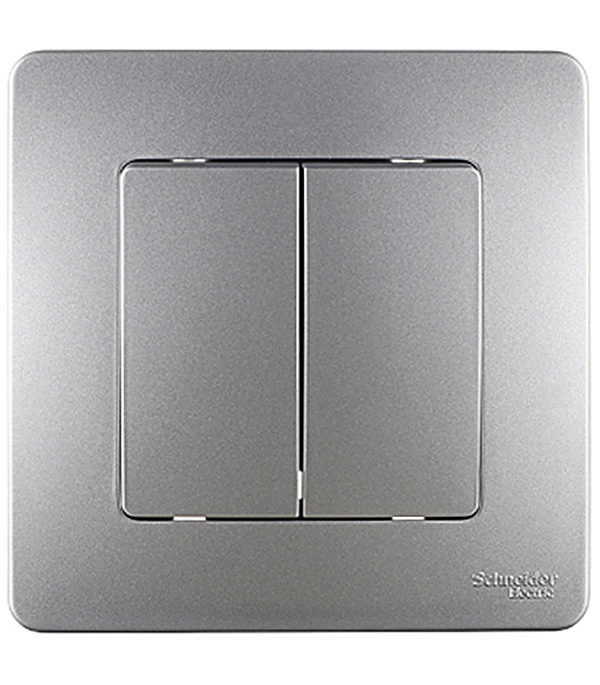original-31461.jpg Выключатель Systeme Electric Blanca двухклавишный встраиваемый алюминий (BLNVS010503) — изображение 1