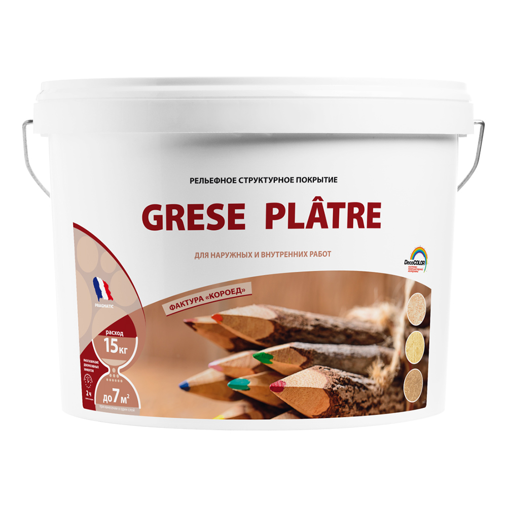 original-31585.jpg Штукатурка декоративная Pragmatic Grese Platre короед белая 1,5 мм 15 кг — изображение 1
