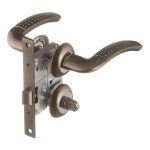 Комплект фурнитуры для двери Corsa Deco Rowan с замком и фиксатором круглая розетка античная бронза