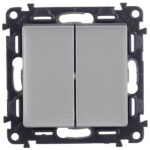 Выключатель Legrand Valena Life двухклавишный встраиваемый алюминий (752605)