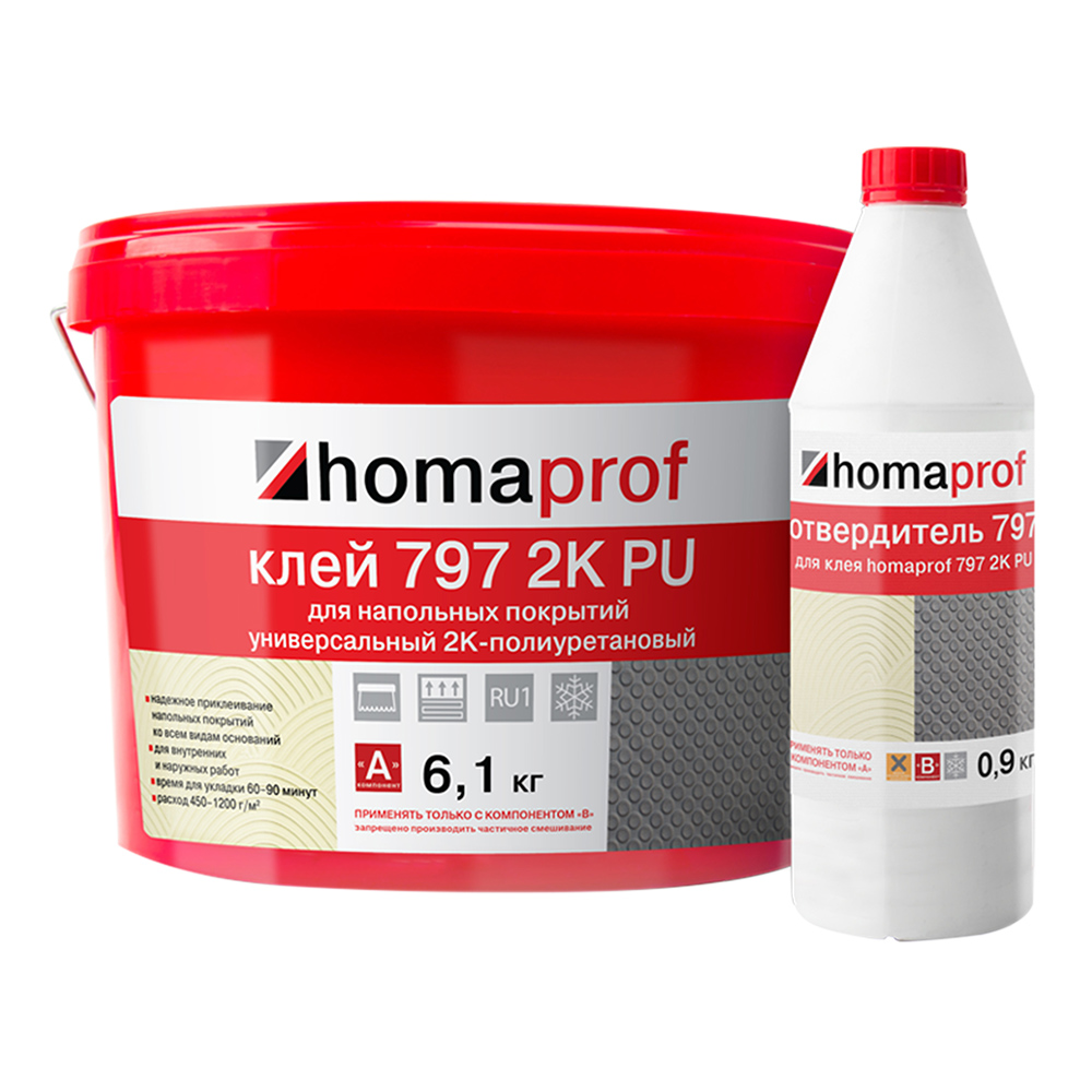 original-32205.jpg Клей полиуретановый для резиновых напольных покрытий Homa Homaprof 797 2K PU 6,1+0,9 кг — изображение 1
