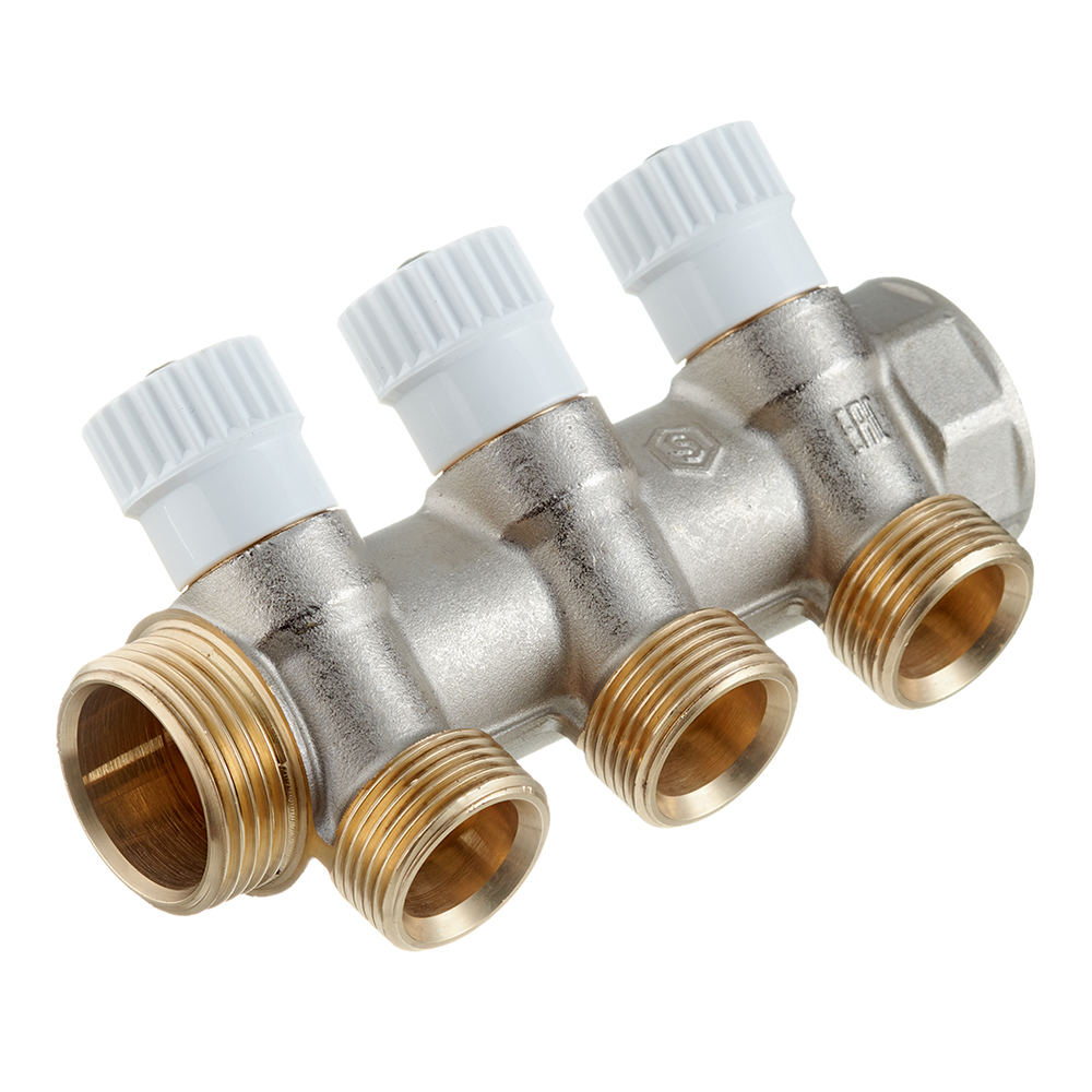 original-32850.jpg Коллектор Stout 1 ВР(г) х 3 выхода 3/4 НР(ш) ЕК х 1 НР(ш) регулируемый (SMB 6851 013403) — изображение 1