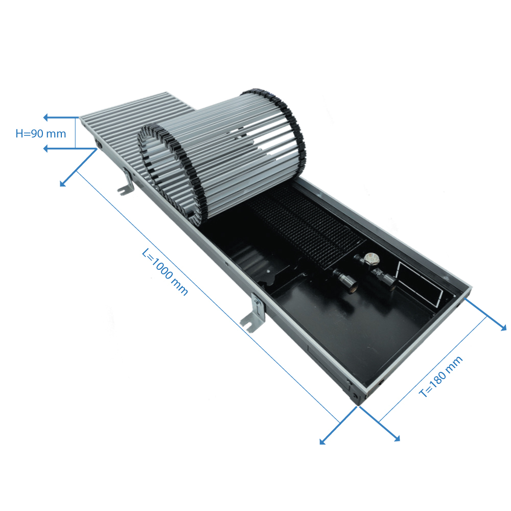 original-33100.jpg Конвектор внутрипольный Gekon Eco с 1 теплообменником 1000х180х90 мм боковое подключение — изображение 1