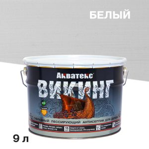 Антисептик Акватекс Викинг декоративный для дерева белый 9 л