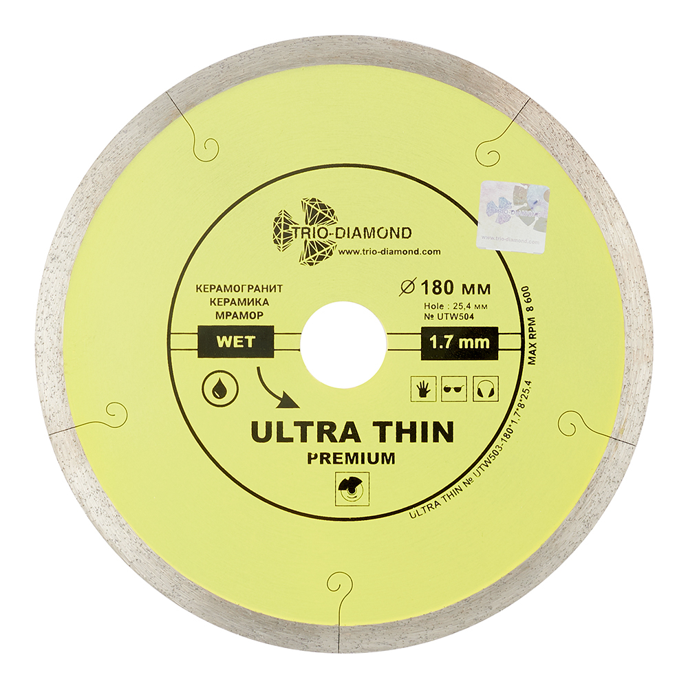 original-33942.jpg Диск алмазный по керамограниту Trio-Diamond Hot Pres 180x25,4x1,7 мм сплошной мокрый рез (UTW504) — изображение 1