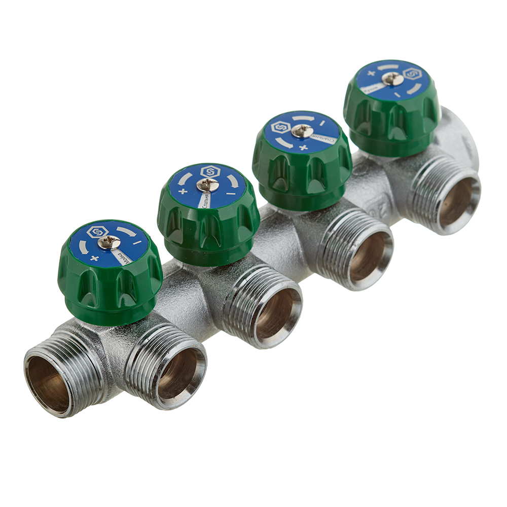 original-34211.jpg Коллектор Stout 3/4 ВР(г) х 4 выхода 3/4(ЕК) х 3/4 НР(ш) регулирующий (SMB-6850-343404) — изображение 1