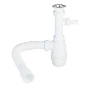 Сифон для раковины и мойки Wirquin Pro 1 1/2х40 мм с выпуском d63 мм с соединением 40/50 мм с отводом (30718052)