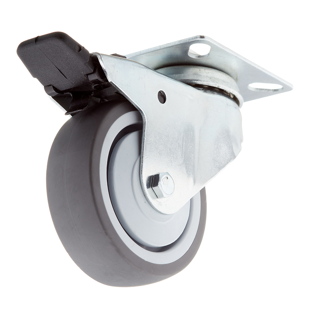 original-34511.jpg Опора колесная поворотная пластик/резина со стопором 75 мм серая (1 шт.) — изображение 1