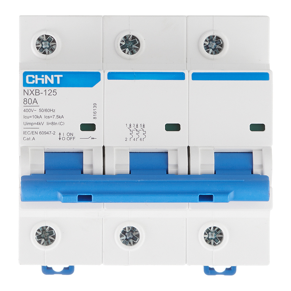 original-34798.jpg Автоматический выключатель модульный Chint NXB-125 3P 80А тип C 10 кА 400 В (816139) — изображение 1