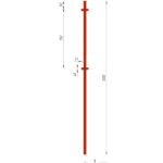 Столб для забора 50х50х1,5 мм 3 м с планками грунт красный