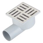 Трап душевой горизонтальный АНИ пласт с гидрозатвором 100х100 мм d50 мм решетка из нержавеющей стали (TA5102)