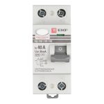 УЗО EKF PROxima ВД-100 40А 1P+N тип AC 30 мА 6 кА (elcb-2-6-40-30-em-pro)