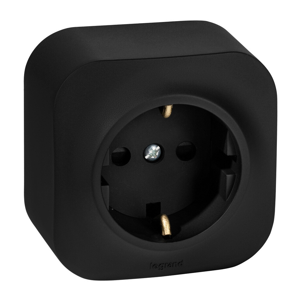 original-36905.jpg Розетка Legrand Quteo накладная черная со шторками (782476) — изображение 1