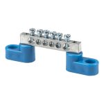 Шина нулевая на 2-х угловых изоляторах EKF PROxima 6х9 мм 6 отверстий синяя (10 шт.) (sn1-63-06-2)