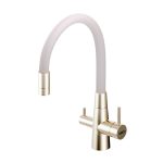 Смеситель для кухни Esko Coral бежевый/золото с высоким изливом с подключением к фильтру однорычажный (CL03GBG)