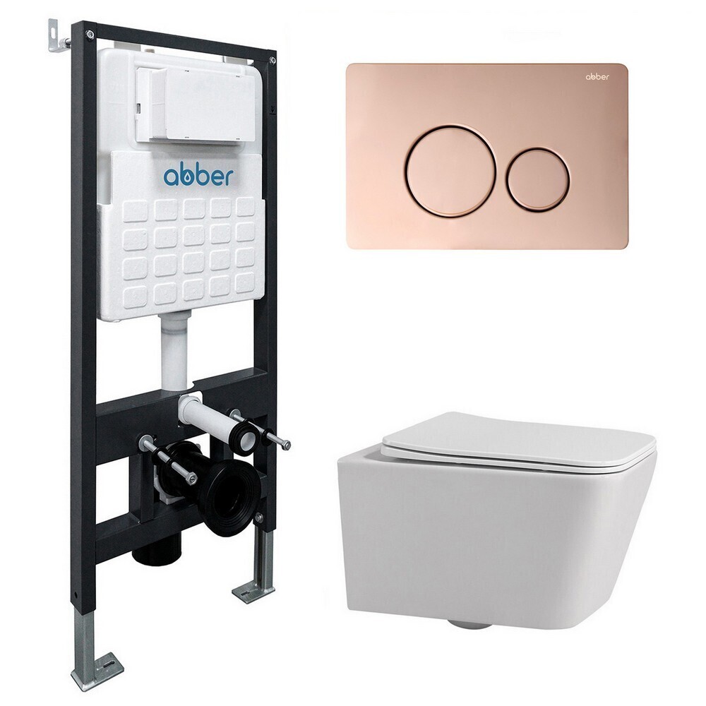 original-37239.jpg Комплект инсталляции Abber с унитазом Rechteck с кнопкой розовое золото и сиденьем микролифт (AC1201-AC0105-AC0121RG) — изображение 1