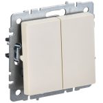 Выключатель IEK Brite ВС10-2-0-БрКр двухклавишный встраиваемый бежевый (BR-V20-0-10-K10)