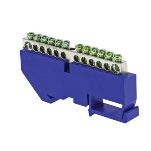 Шина нулевая на DIN-изоляторе EKF PROxima 6х9 мм 12 отверстий синяя (20 шт.) (sn1-63-12-d)