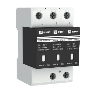 Ограничитель напряжения модульный EKF PROxima (opv-b3) 400 В 30 А тип AC 3P