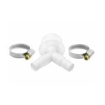 Переходник ДТРД двойной 16/25х50 мм для подключения сливного шланга с хомутами