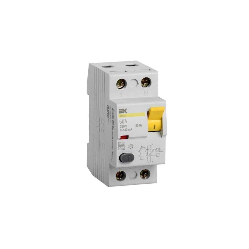 original-6245.jpg УЗО IEK ВД1-63 50А 1P+N тип AC 30 мА 4,5 кА (MDV10-2-050-030) — изображение 1