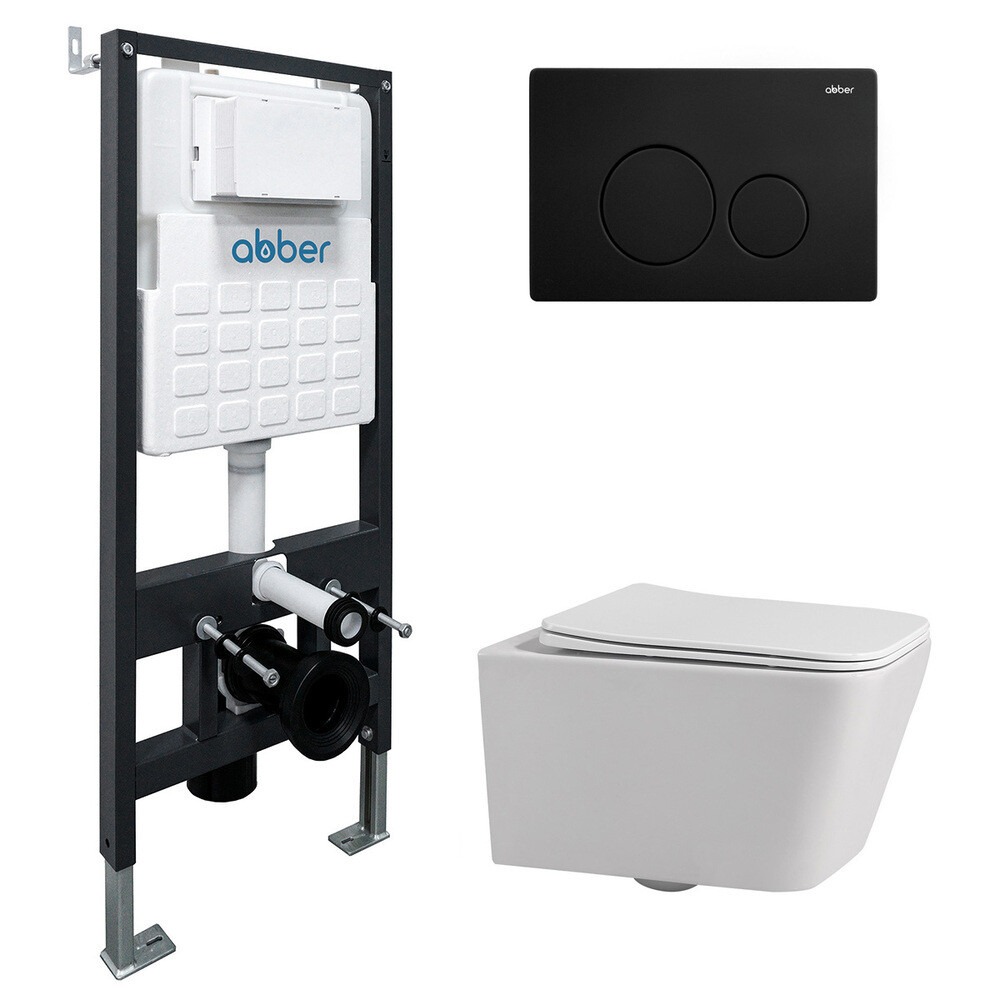 original-631.jpg Комплект инсталляции Abber с унитазом Rechteck с кнопкой черной и сиденьем микролифт (AC1201-AC0105-AC0121MB) — изображение 1