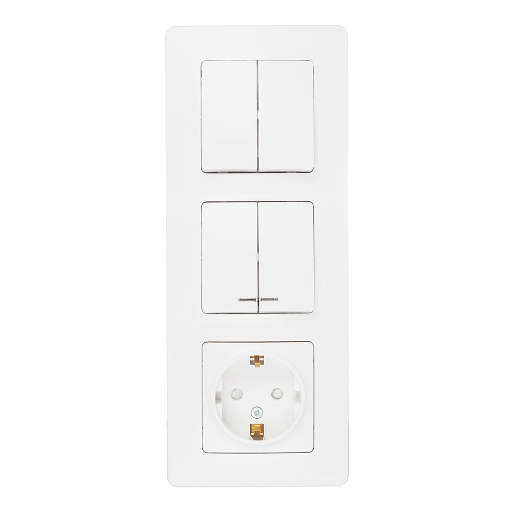 original-6684.jpg Блок выключатель и розетка Systeme Electric Blanca четырехклавишный встраиваемый белый с подсветкой (BLNBS102211) — изображение 1