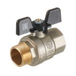 Кран шаровой латунный Stout SVB 3/4 ВР(г)х 3/4 НР(ш) полнопроходной бабочка прямой (SVB-0004-200020)