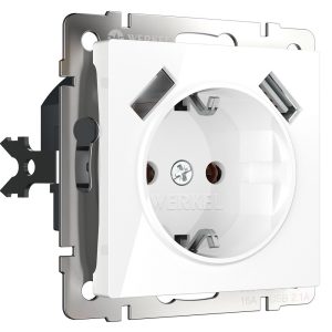 Розетка Werkel встраиваемая белая с 2хUSB-А (a051141)