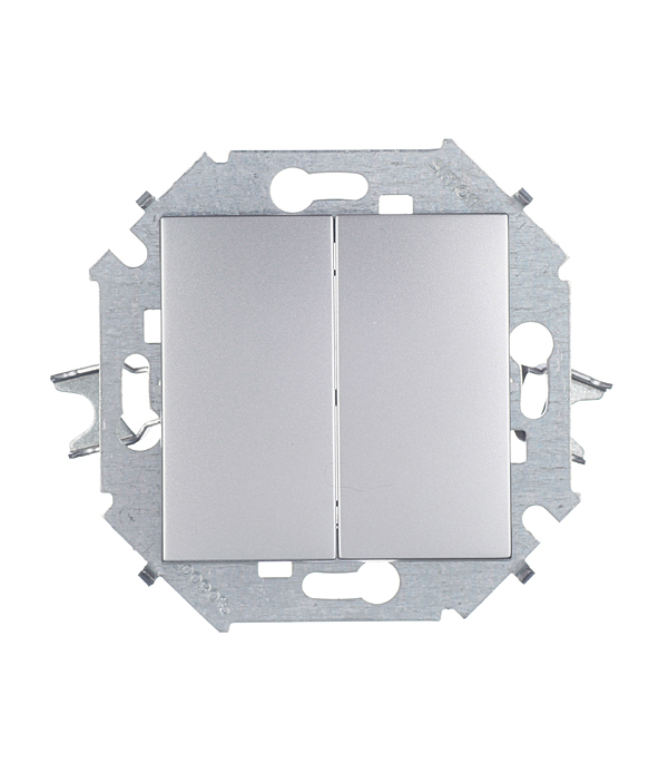 original-7137.jpg Переключатель Simon 15 двухклавишный встраиваемый алюминий (1591397-033) — изображение 1