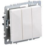 Выключатель IEK Brite ВС10-3-0-БрБ трехклавишный встраиваемый белый (BR-V30-0-10-K01)