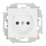 Розетка Simon 15 встраиваемая белая со шторками (1591444-030)