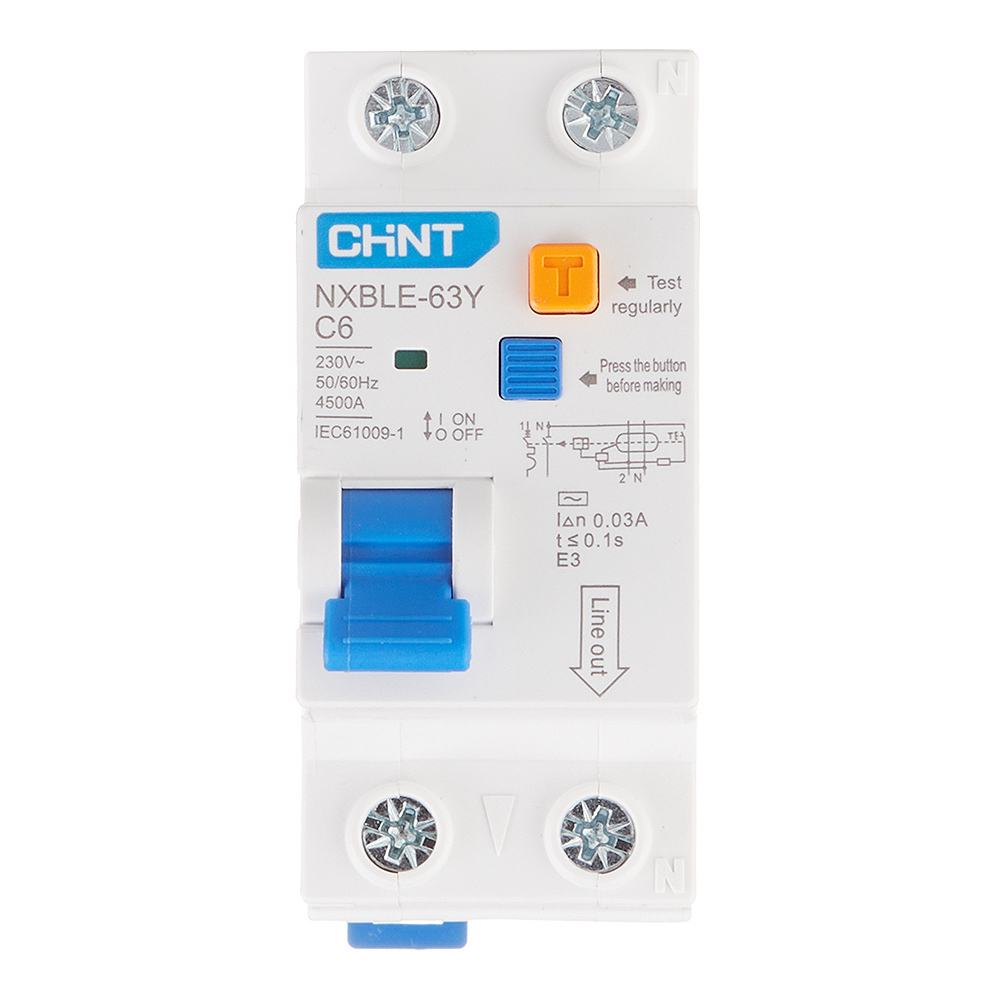 original-7436.jpg Автомат дифференциальный Chint NXBLE-63Y 6А 1P+N тип AC 30 мА 4,5 кА компактный (105540) — изображение 1