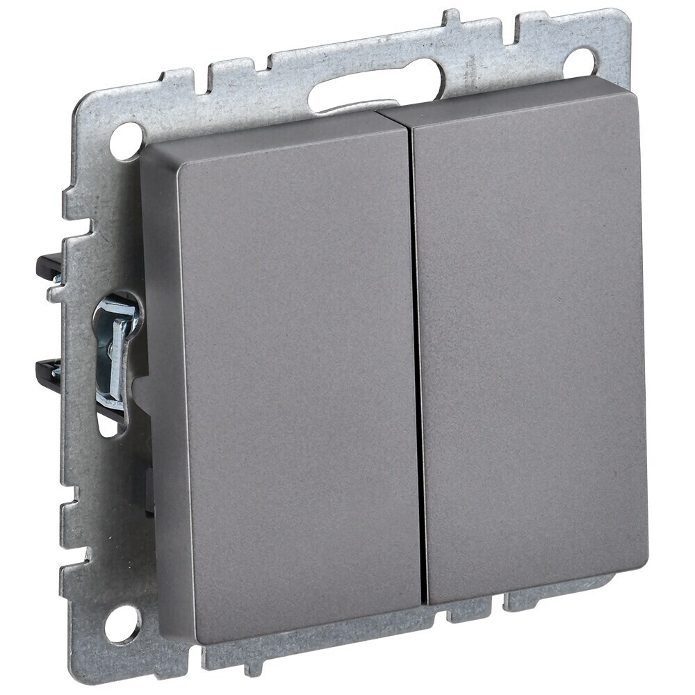 original-7631.jpg Выключатель IEK Brite ВС10-2-0-БрС двухклавишный встраиваемый сталь (BR-V20-0-10-K46) — изображение 1
