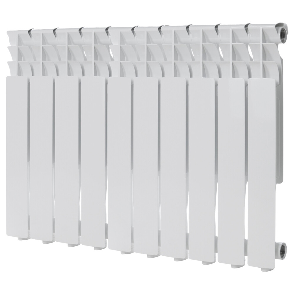 original-7841.jpg Радиатор алюминиевый КМ 500 мм 10 секций 1" боковое подключение белый — изображение 1