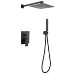 Душевая система Abber Daheim встраиваемая с верхним душем с лейкой со смесителем черная матовая (AF8219B)
