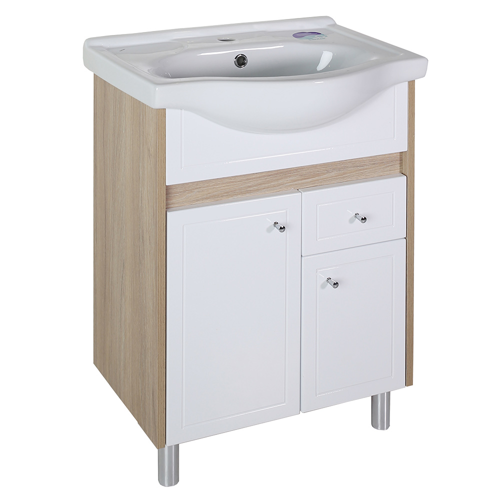 original-8707.jpg Тумба под раковину АСБ-Мебель Магнолия 60 см напольная белая/дуб янтарный (9100) — изображение 1