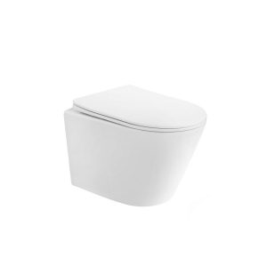 Унитаз подвесной Abber Bequem безободковый белый матовый с сиденьем дюропласт микролифт (AC1102TMW)