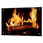 Панель стеновая закаленное стекло для кухни 900х600х4 мм костер