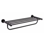 Полка для полотенец Zenfort 600х230 мм с дополнительной штангой на шуруп металл черный (180066)